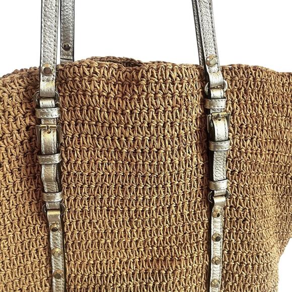 MICHAEL Michael Kors Large Studded Straw Shopper Tote Bag - Picture 5 of 9